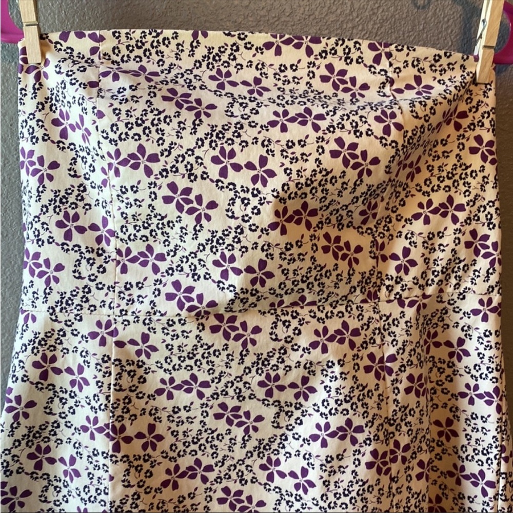 GAP Stretch Strapless Purple Floral Mini Dress - Picture 2 of 8